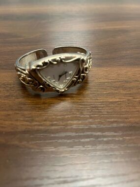 Silver Triangular Face Cuff Watch Bracelet